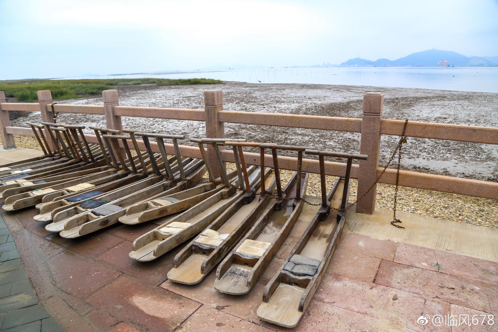 台州三门蛇蟠岛的滑泥公园,是在滩涂上开辟的一个游乐场