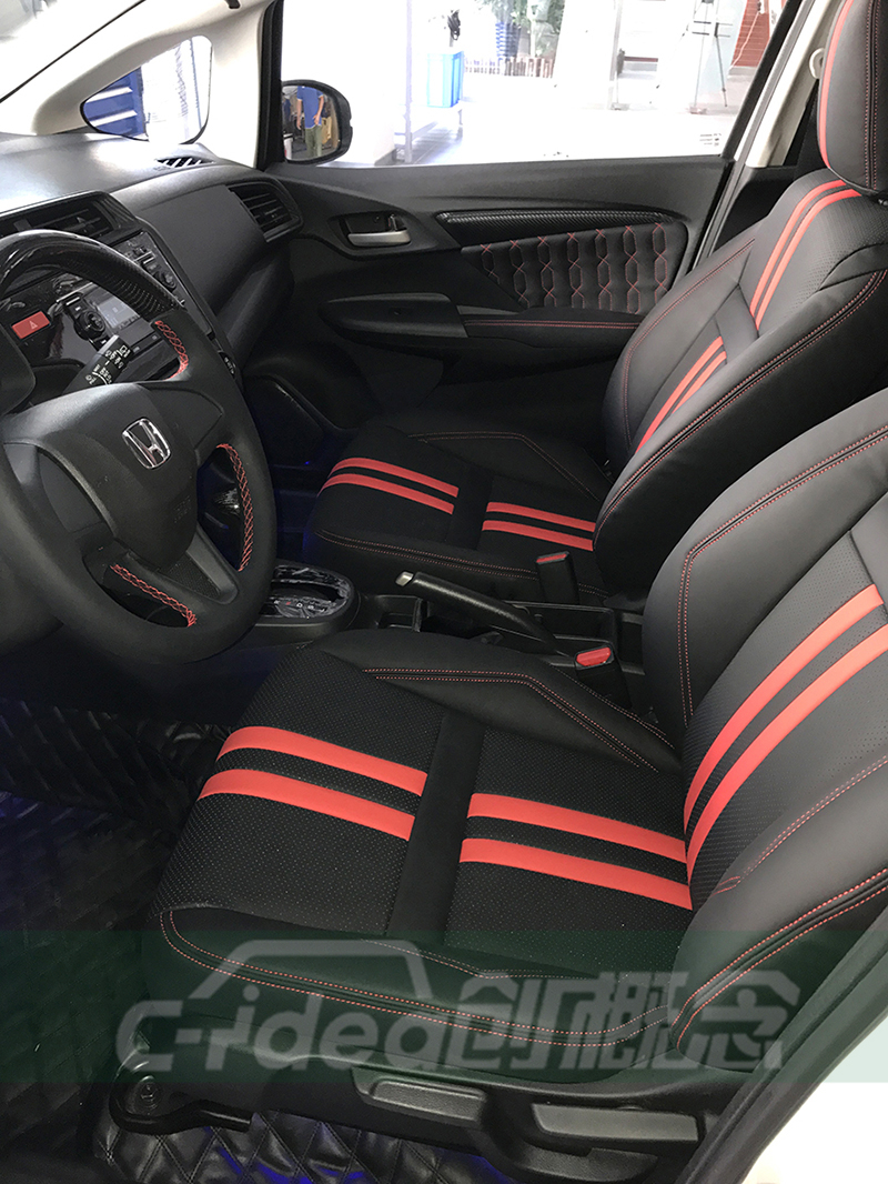本田飞度改装真皮内饰,真皮座椅,装饰碳纤维