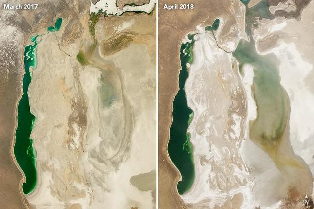 咸海要复活了?nasa公开4月最新卫星照:湖水有所恢复67__财经头条