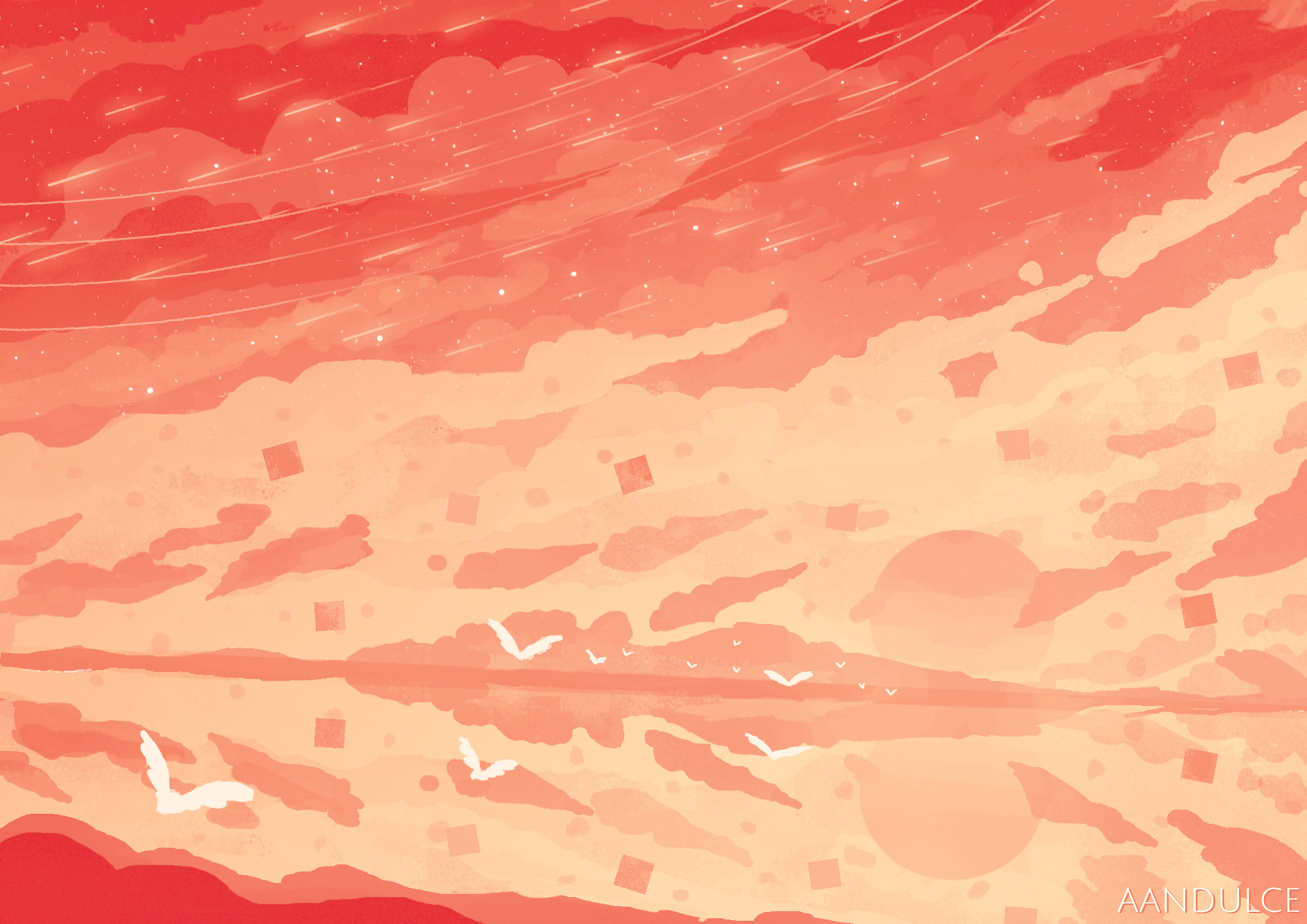 治愈系的天空景色色彩来自画师aandulce