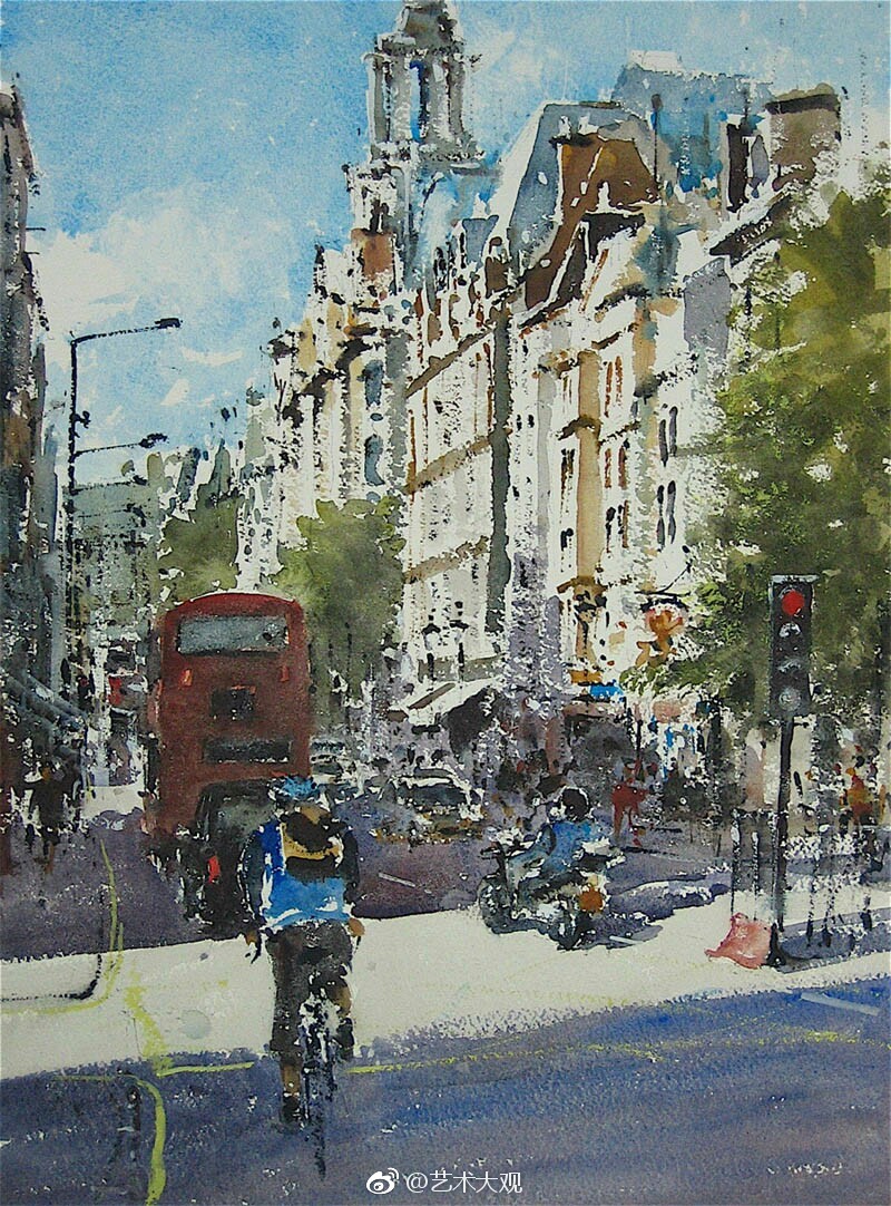 城市风景英国画家geraldgreen油画水彩画作品专辑