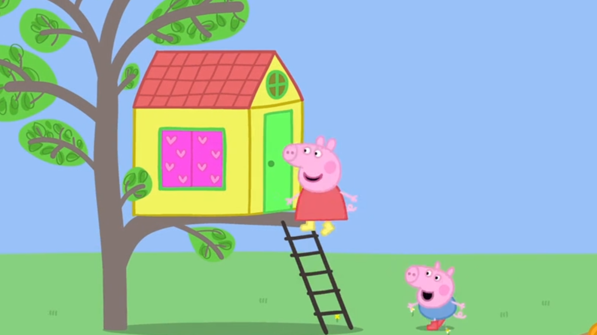 小猪佩奇和弟弟乔治太喜欢这个小树屋了