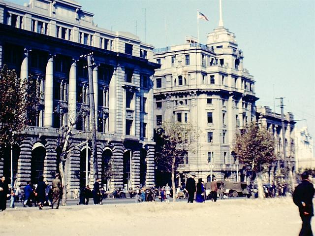 上海1945年,美国海军陆战队拍摄的街景|上海公共租界|租界|华北_新浪