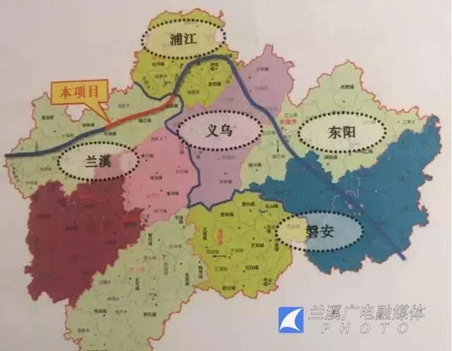 主线起于兰溪与浦江分界处,由东向西,贯穿横溪,梅江,马涧,香溪,女埠