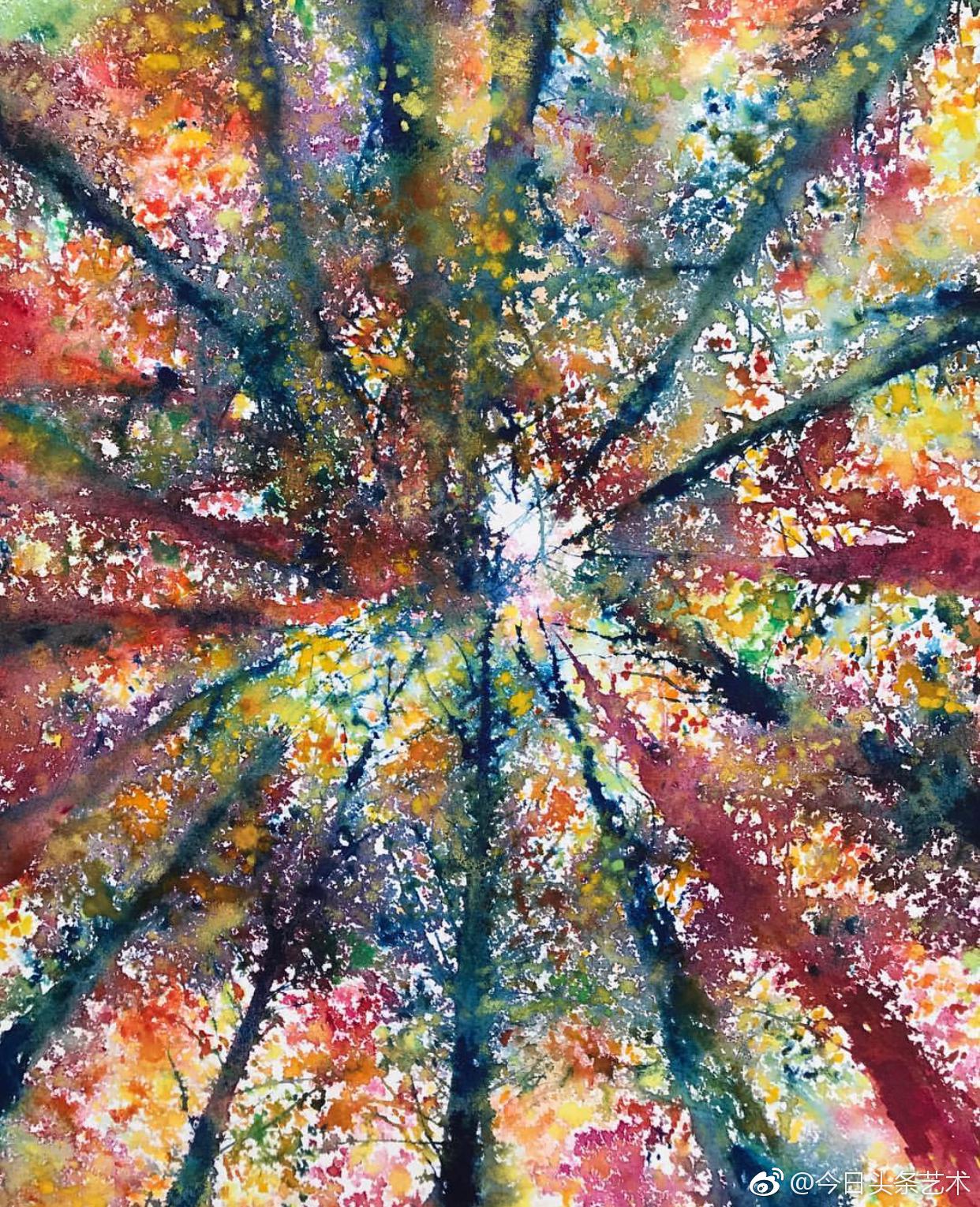 仰望天空水彩画insjuliaspowell