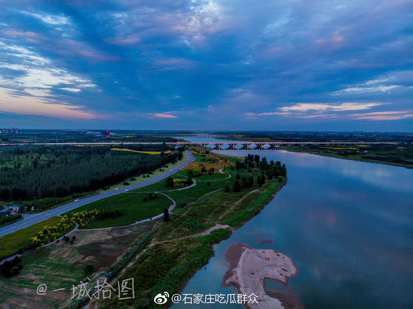 滹沱河景色最美航拍|滹沱河|远山|景色_新浪新闻