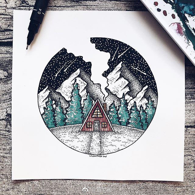 黑白风景插画(by:wildwither)