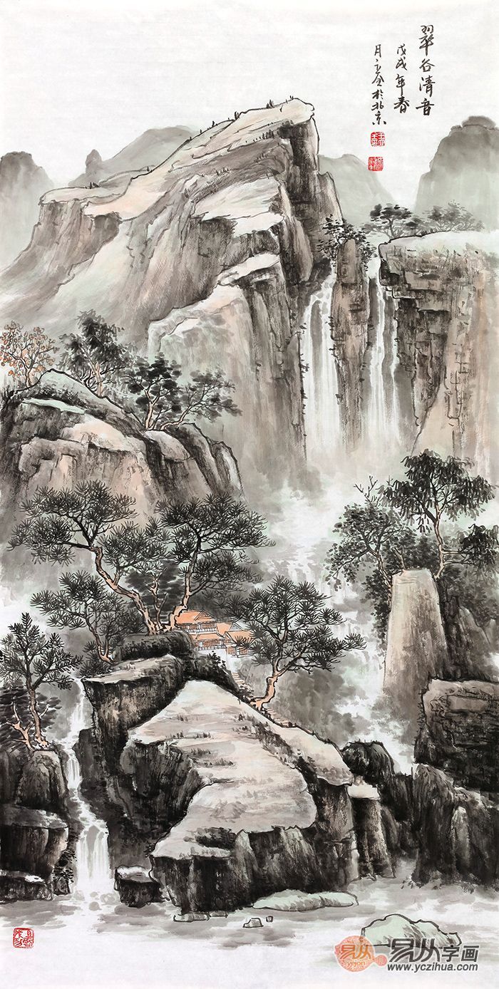 内涵挂画 王立全水墨山水佳作《翠谷清音》作品来源:易从网王立全老师