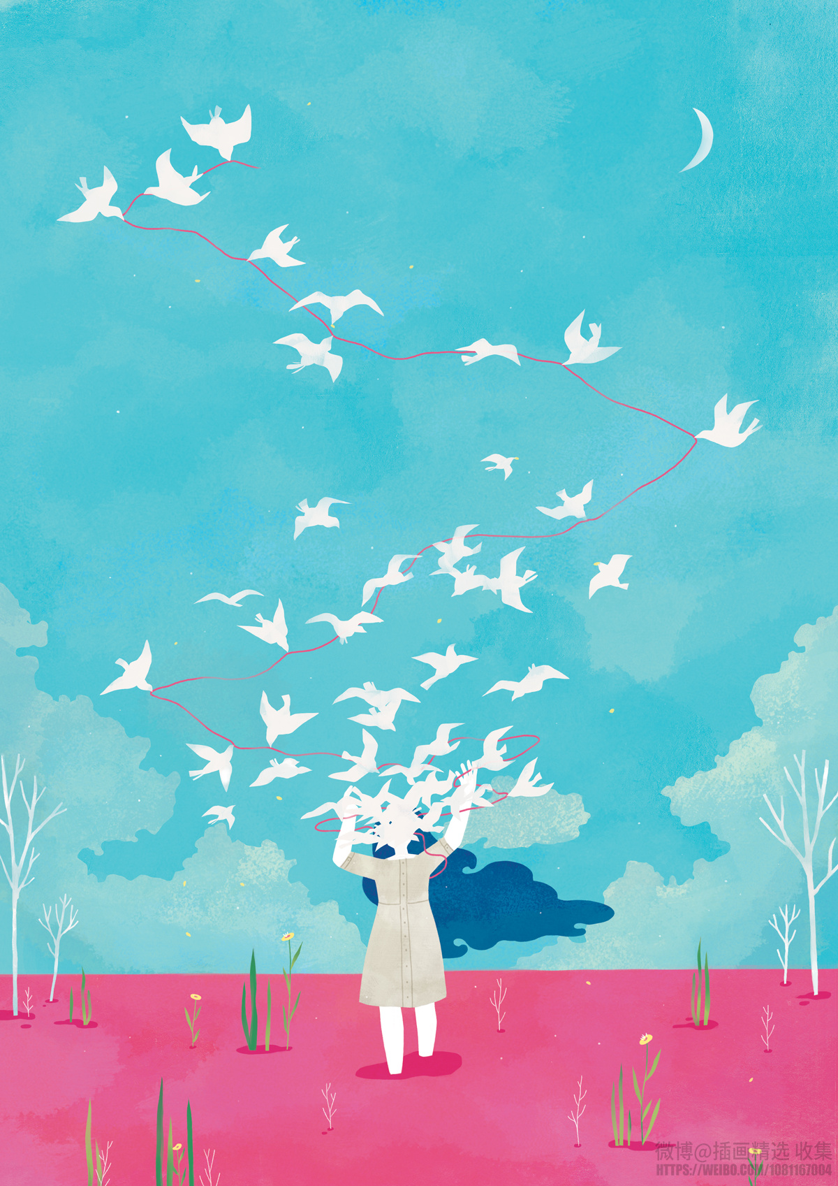 静谧的时光一丝孤寂一丝美好一丝思绪这种插画作品来自画师seohe