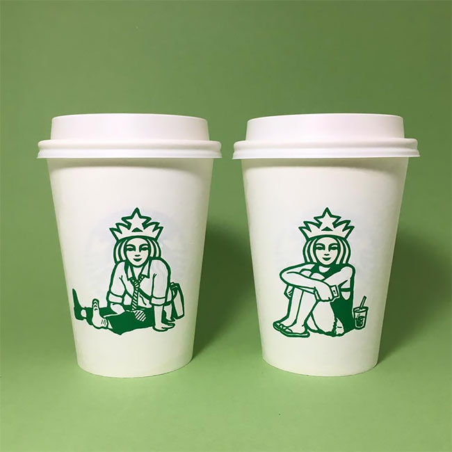 在星巴克的杯子上画出令人惊叹的图画韩国插画家soominkim