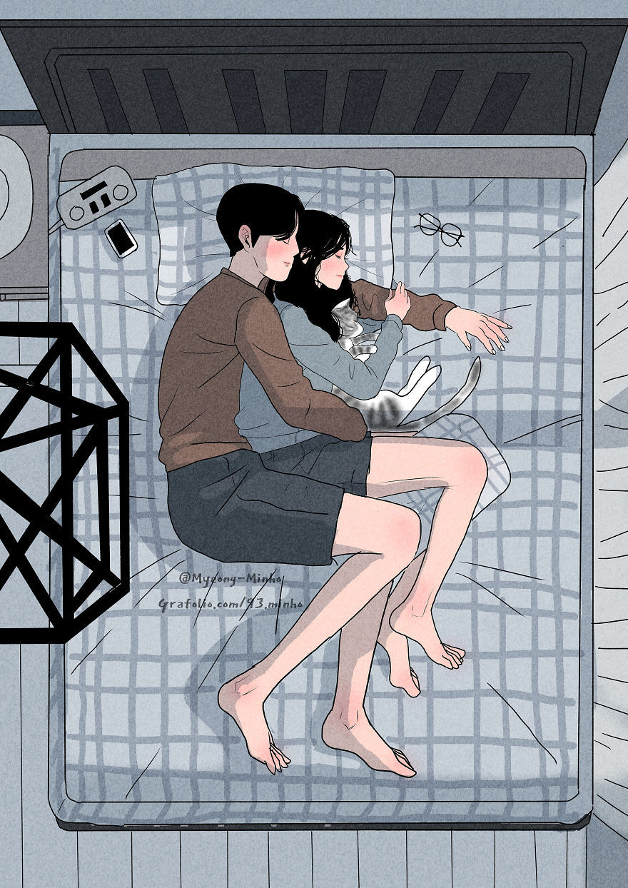 恩爱夫妻的日常生活韩国插画家myeongminho