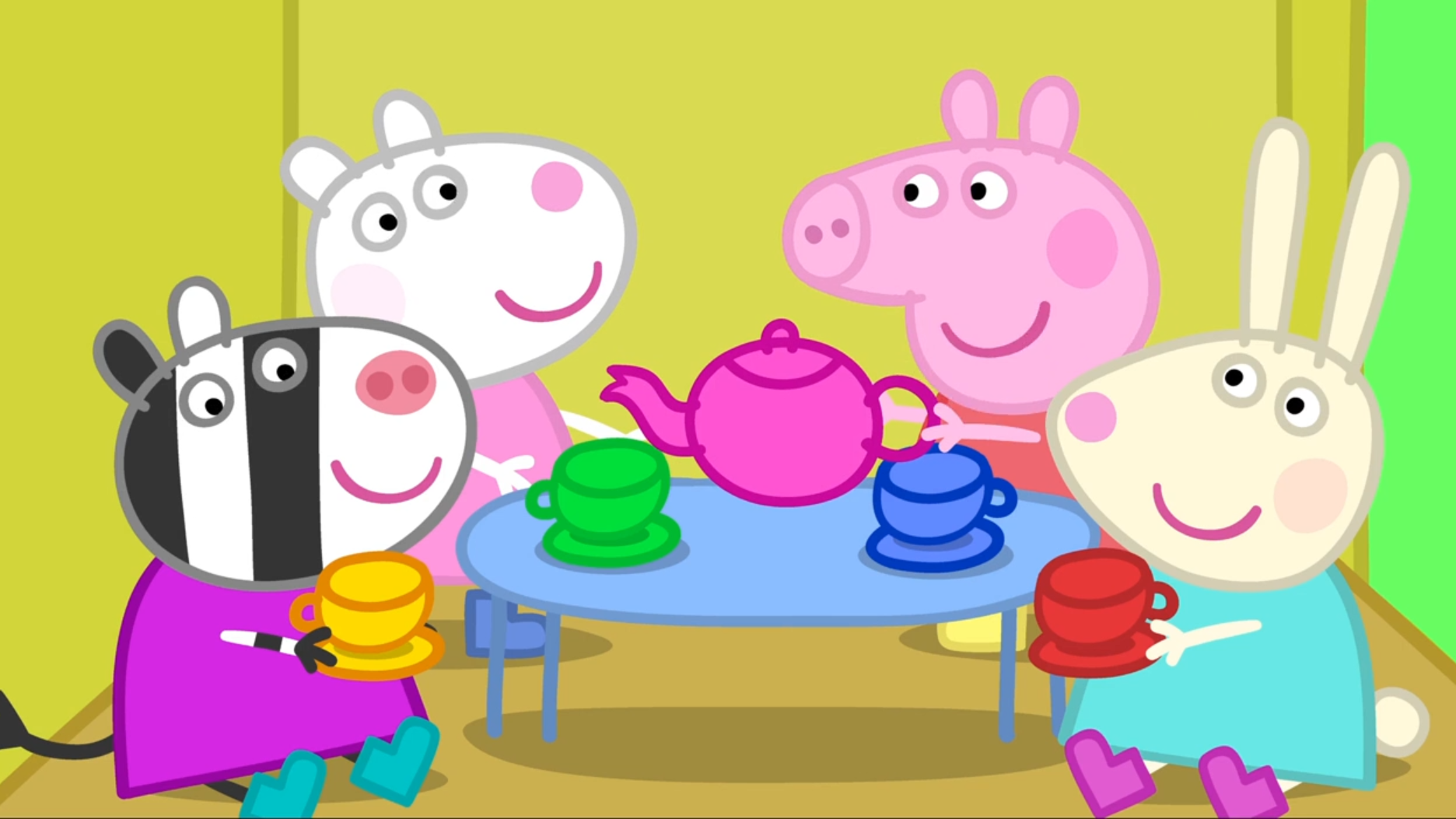 小猪佩奇和朋友们在一起喝水