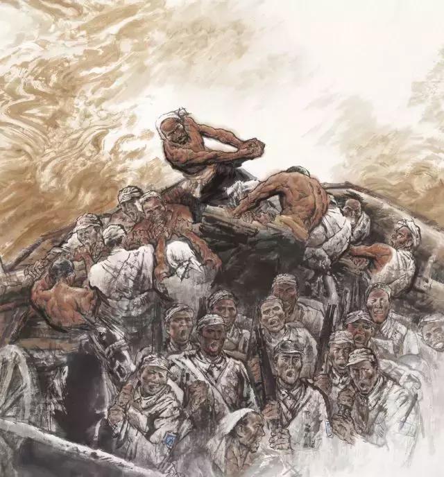 《保卫黄河——义勇军进行曲》 冯远 画《百万雄师下江南》 董希文 画