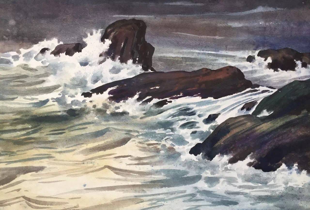 长风破浪会有时直挂云帆济沧海图中国水彩画家黄有维