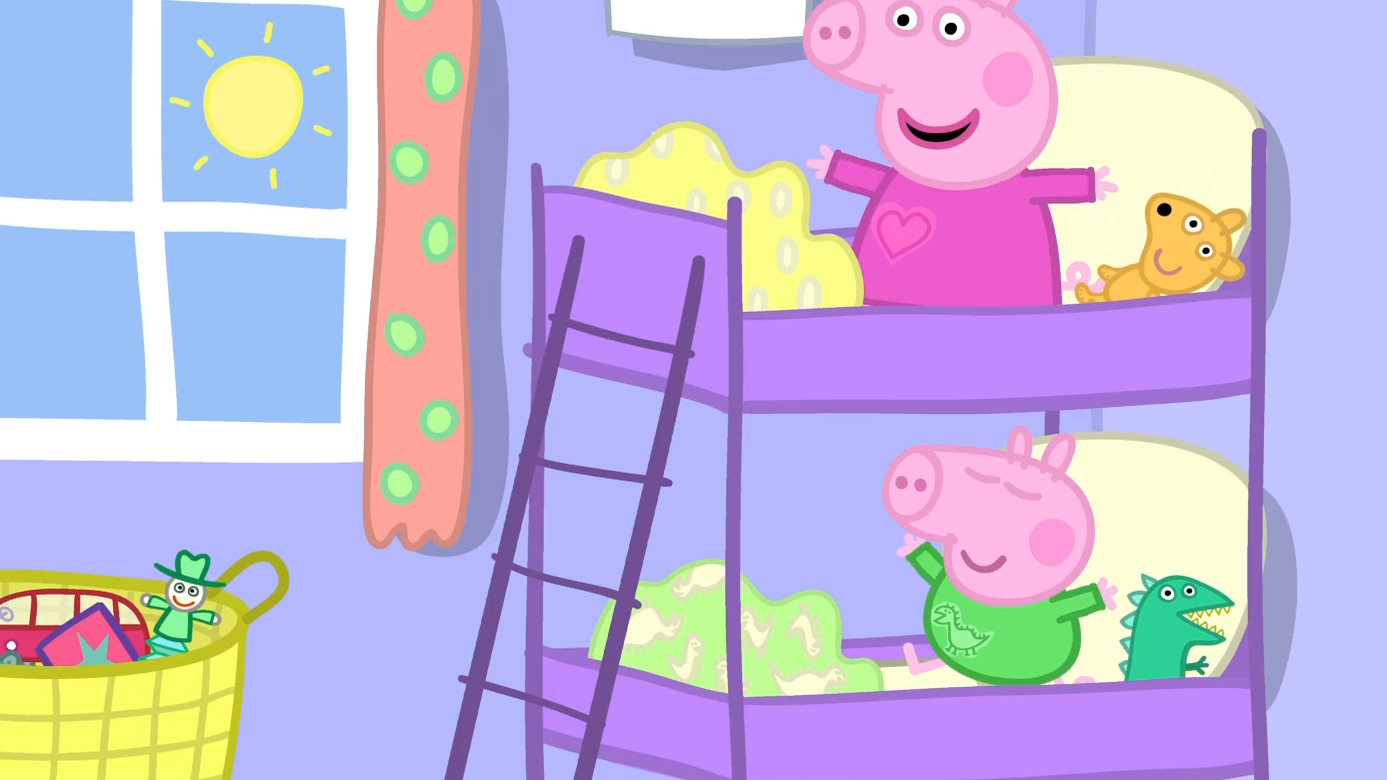 小猪佩奇和乔治睡醒啦伸伸懒腰又是美好的一天