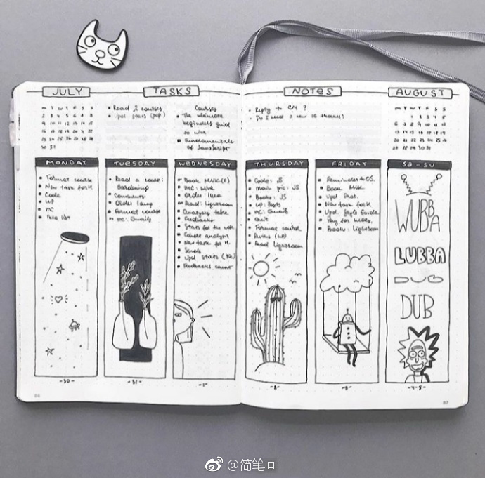 简洁好看的黑白手帐排版(by:bujoist)