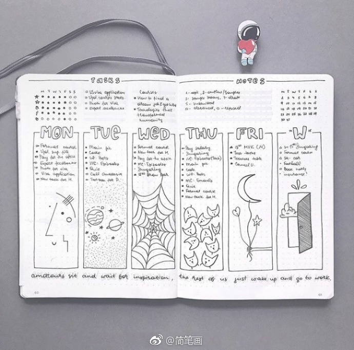 简洁好看的黑白手帐排版(by:bujoist)