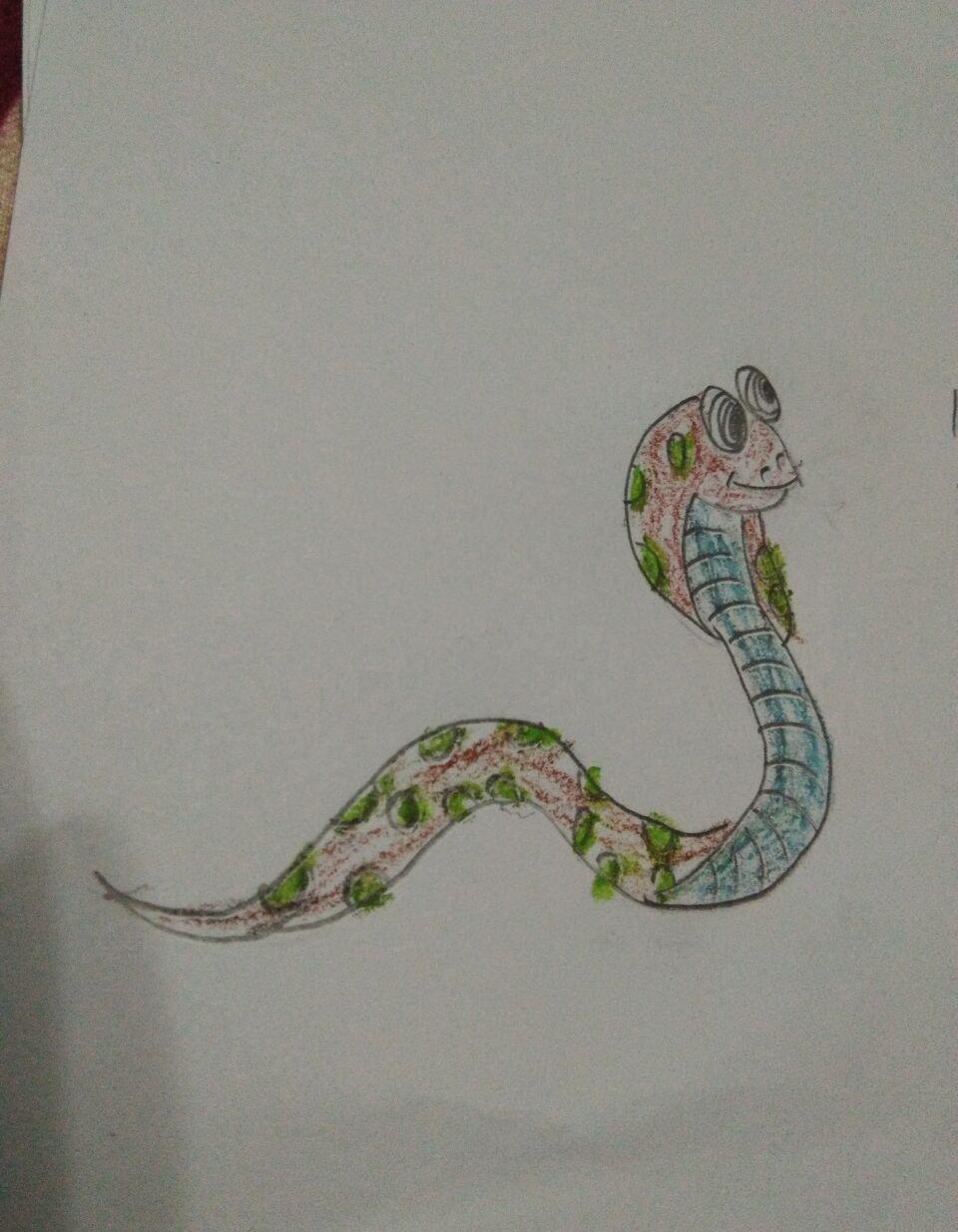 创意幼儿绘画眼镜蛇画法教程