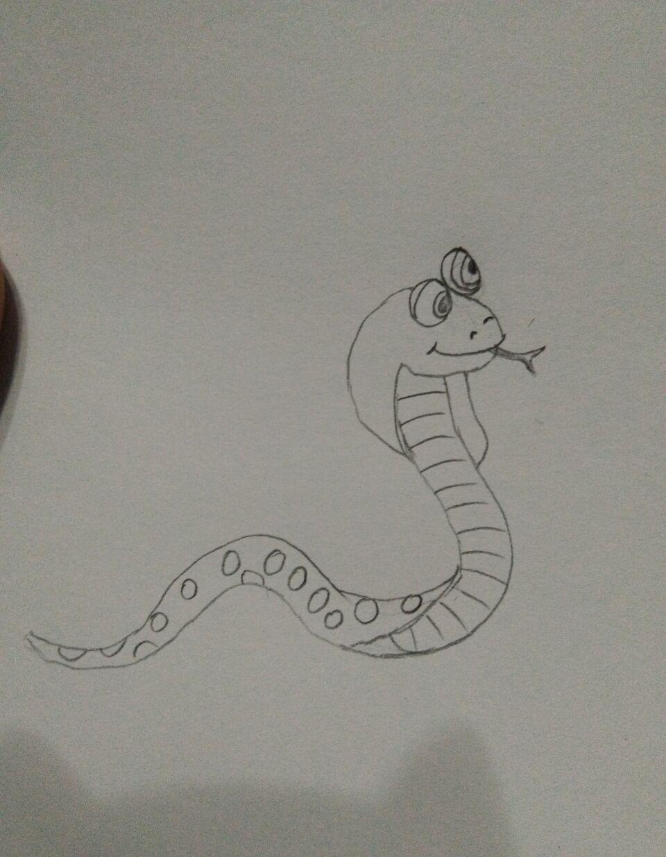 创意幼儿绘画眼镜蛇画法教程