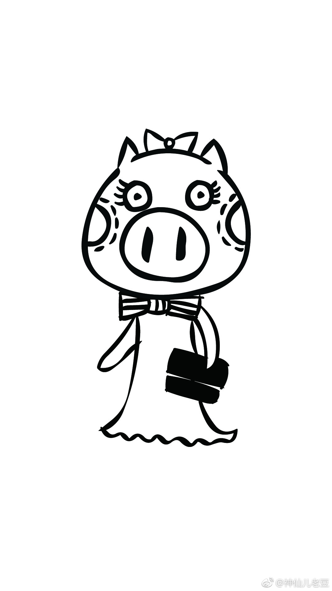 卡通小猪简笔画,和孩子一起贴秋膘吧!啊不是,一起画吧