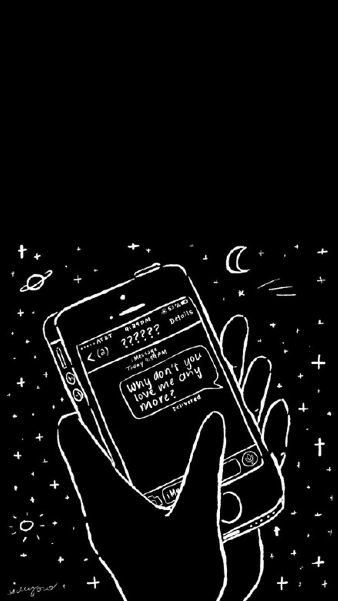 黑白线条插画手机壁纸