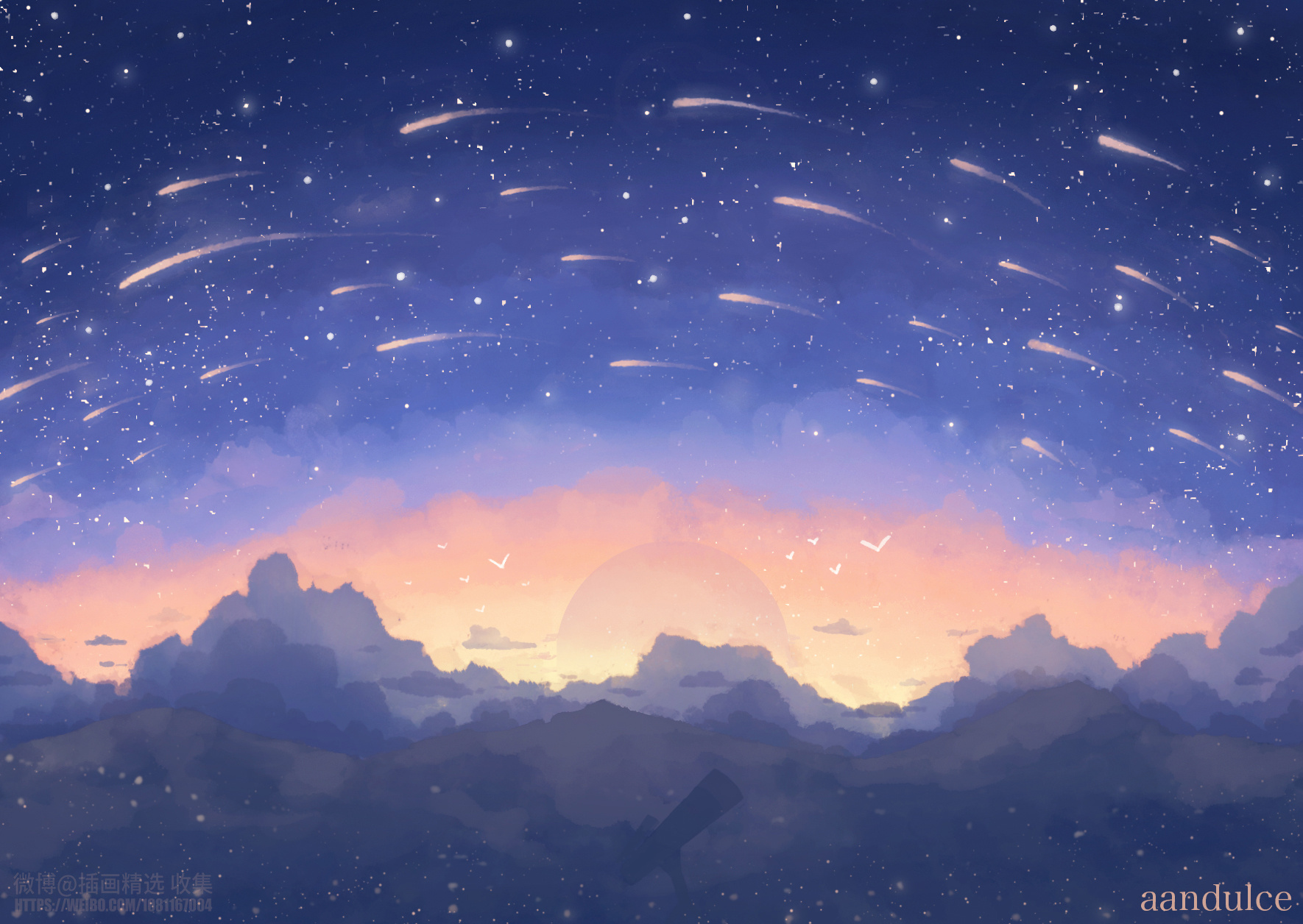 治愈系的天空景色色彩来自画师aandulce