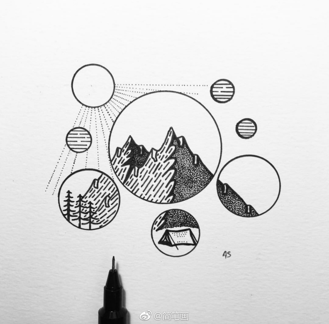 针管笔风景小插画byalstockerdraws