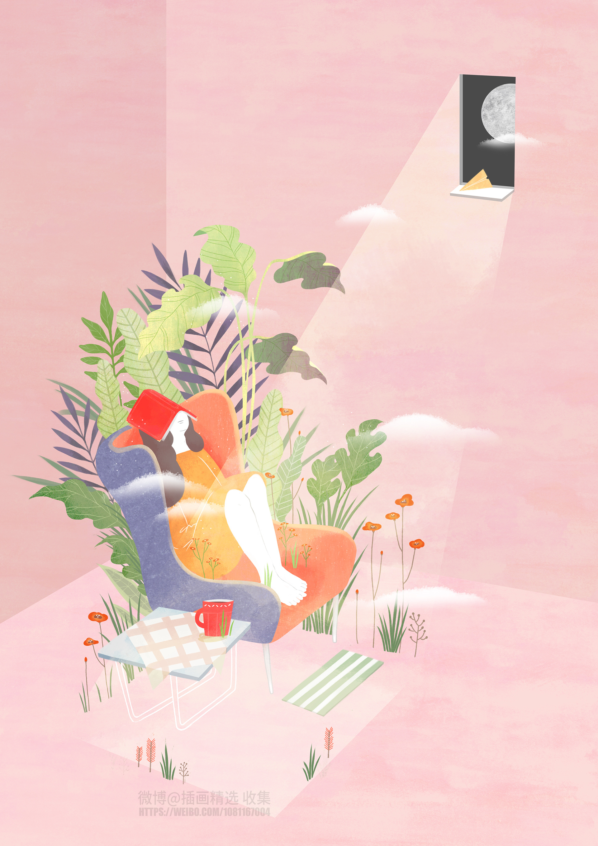 静谧的时光一丝孤寂一丝美好一丝思绪这种插画作品来自画师seohe