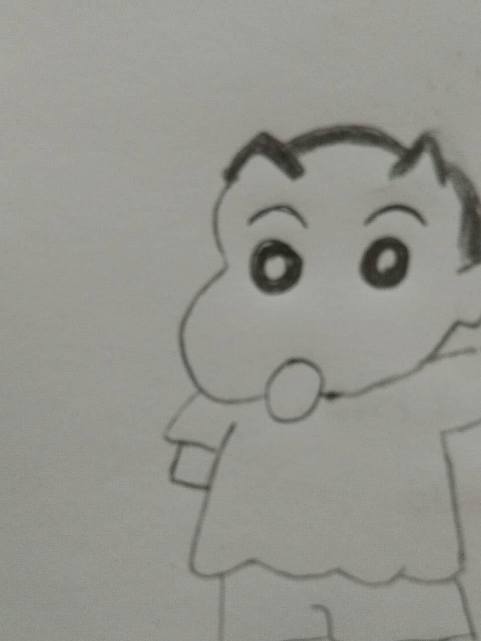 幼儿园亲子手工简笔画卡通动漫绘画之蜡笔小新的铅笔画教程