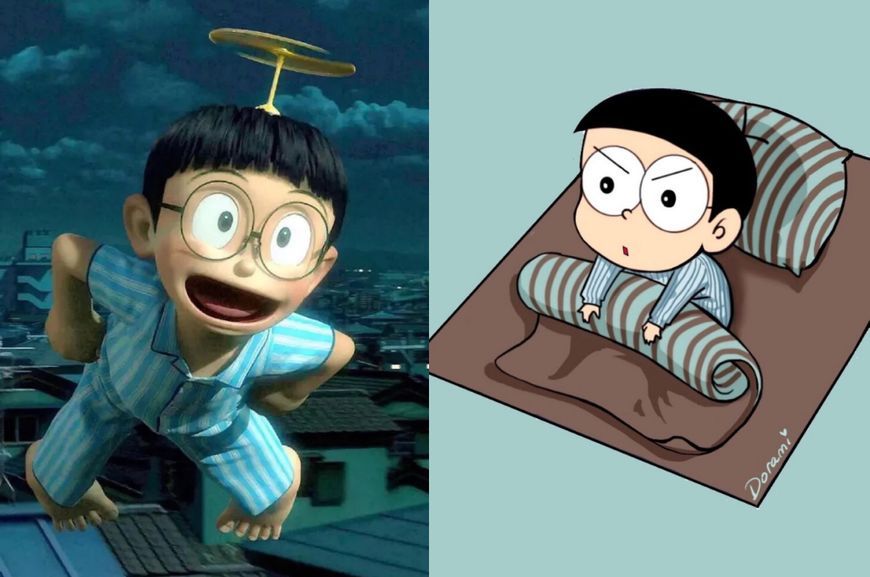 当哆啦a梦中角色一觉醒来变成小孩子后大雄妈妈撞脸静香