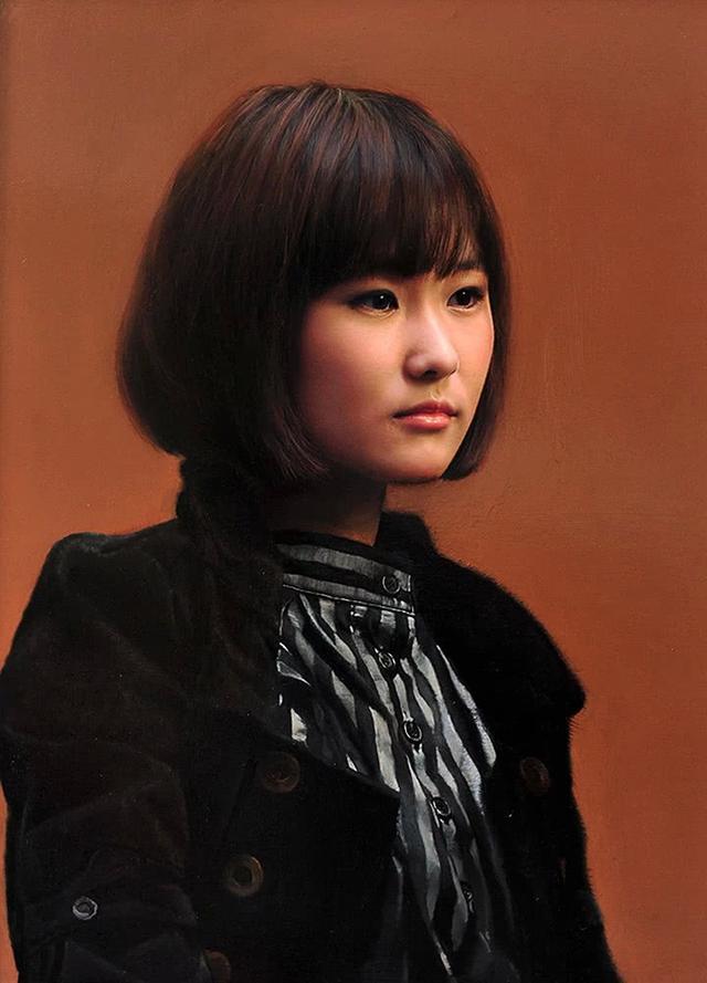 青年画家潘溯的油画作品《 女编辑肖像》2014年毕业于上海交通大学获
