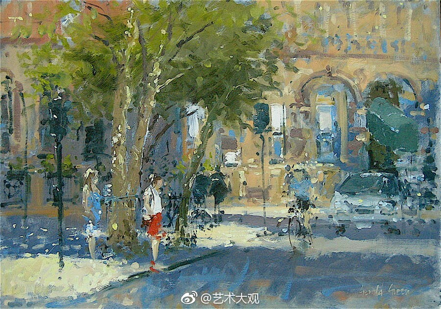 城市风景英国画家geraldgreen油画水彩画作品专辑