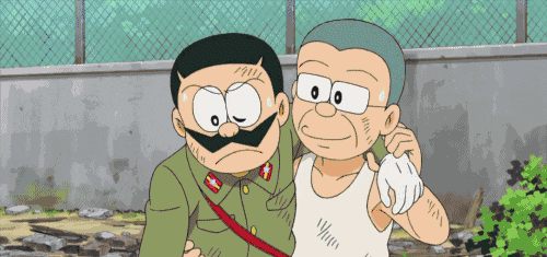 哆啦a梦开心地说: 日本战败了!