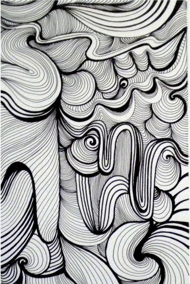 黑白线稿第七十六波,清风徐来,水波不兴