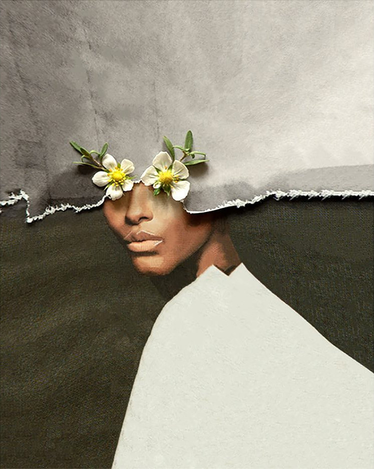 来自瑞士的拼贴画艺术家majaegli的花卉肖像作品