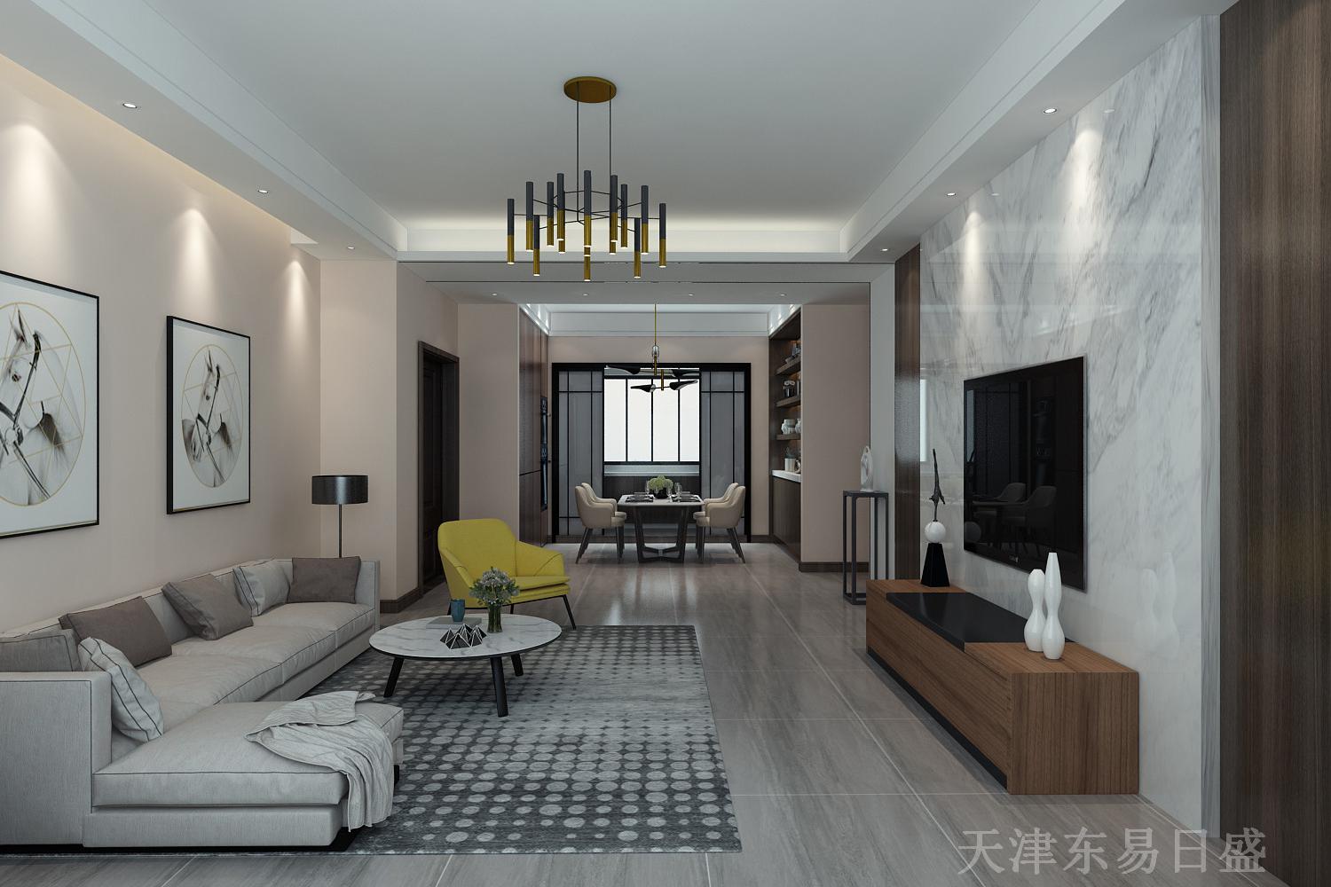 142平现代简约风格三室装修效果图,整体简洁,格调温馨素雅