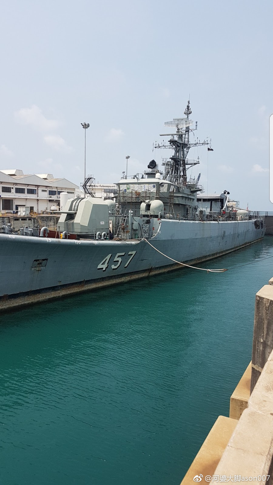 泰国海军昭披耶级053h2th型护卫舰甲布里号ff457入坞