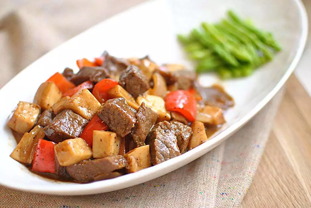孜然杏鲍菇牛肉粒