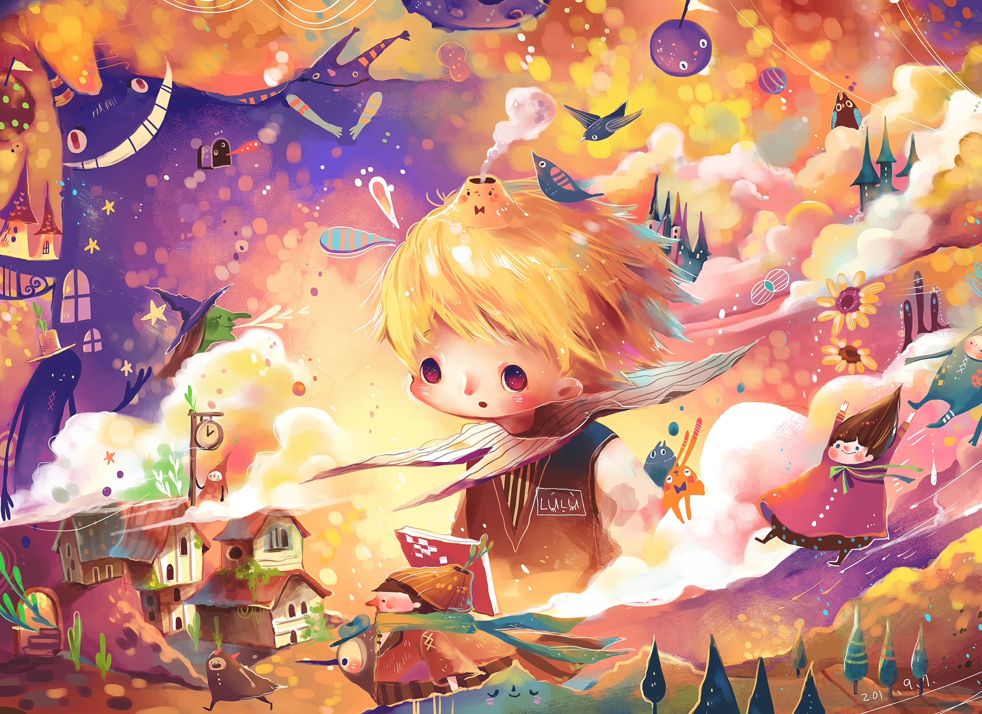 记忆中的童话森林花园儿童绘本读物插画bysalu