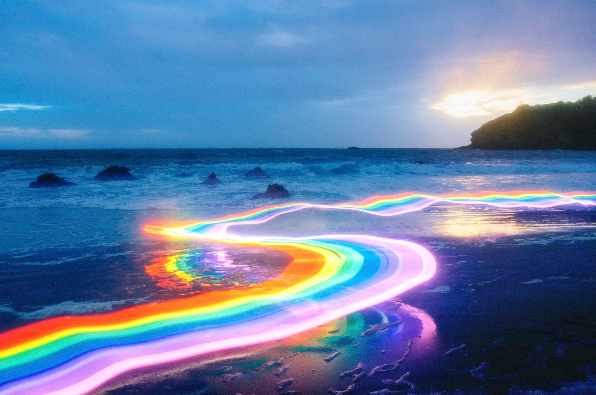 唯美海边彩虹风景图片素材-编号27112040-图行天下