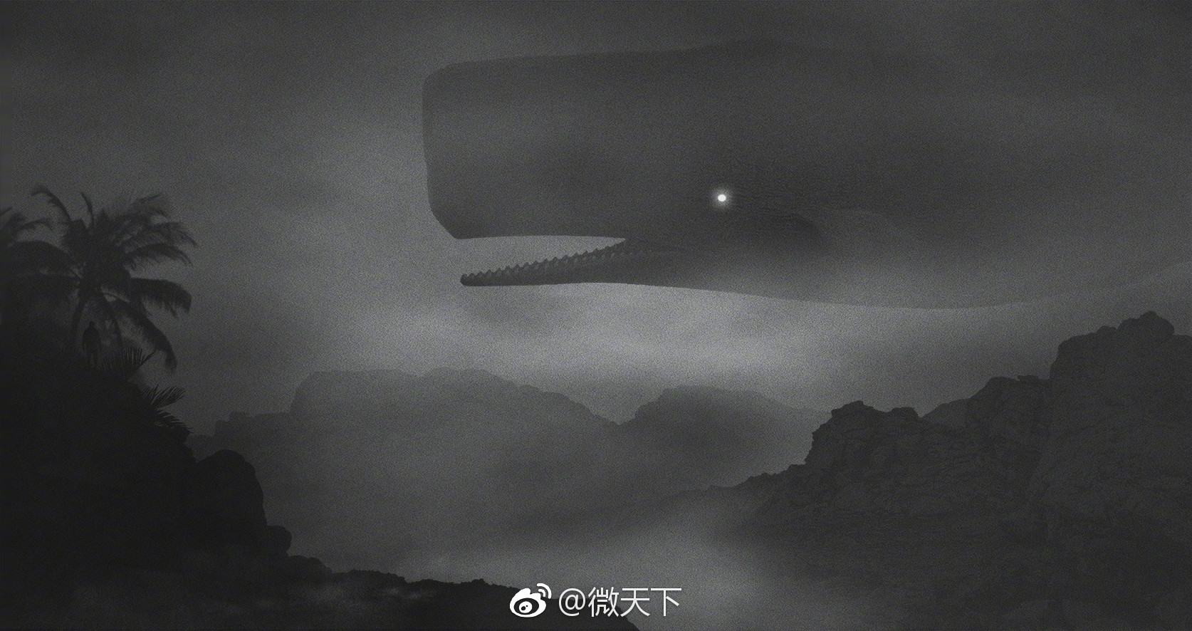 波兰艺术家dawid planeta的作品,黑暗迷雾中的巨兽与人.