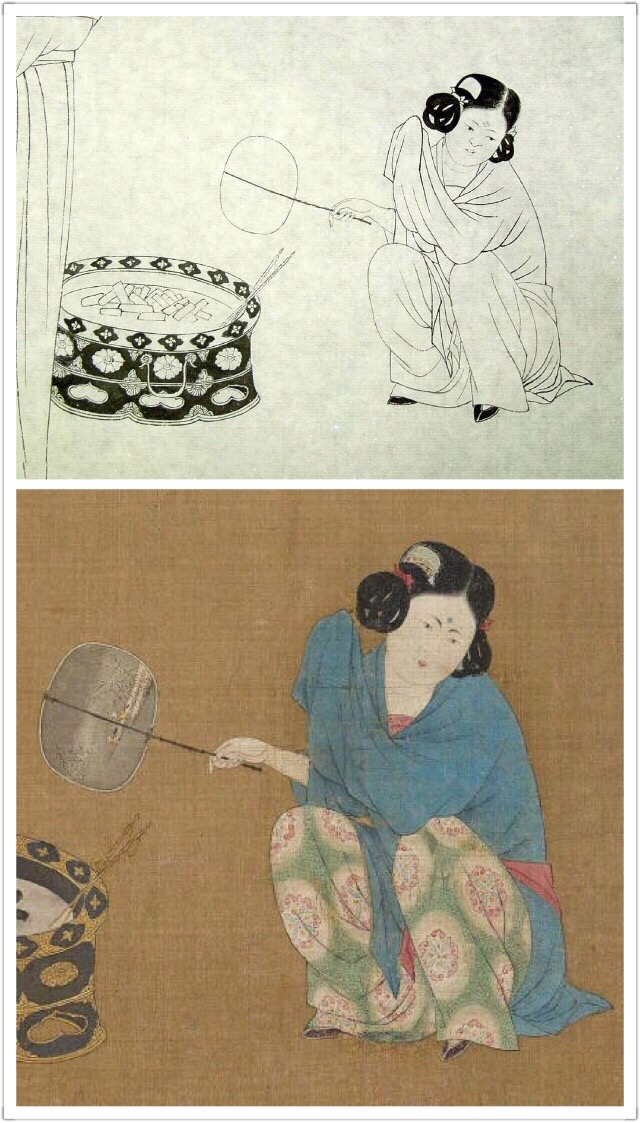 赵佶临摹《捣练图》白描稿.