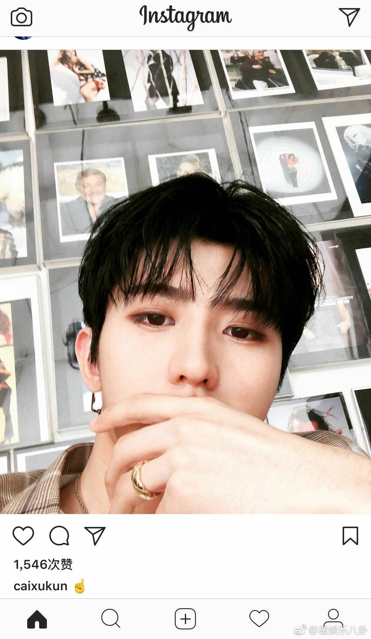 蔡徐坤黑发 蔡徐坤700万粉丝福利 蔡徐坤ins更新 昨天刚说要染个黑发