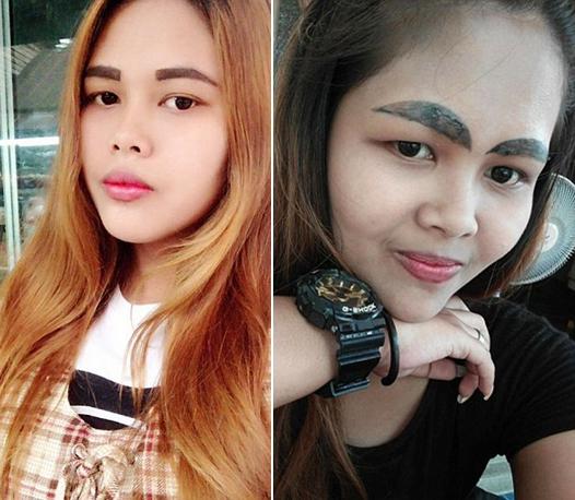 26岁泰国女子纹眉失败好心纹身艺术家帮其修复