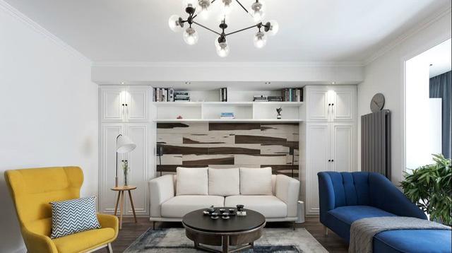140平素雅简约风,电视墙和沙发墙都打成柜子,温馨又实用!