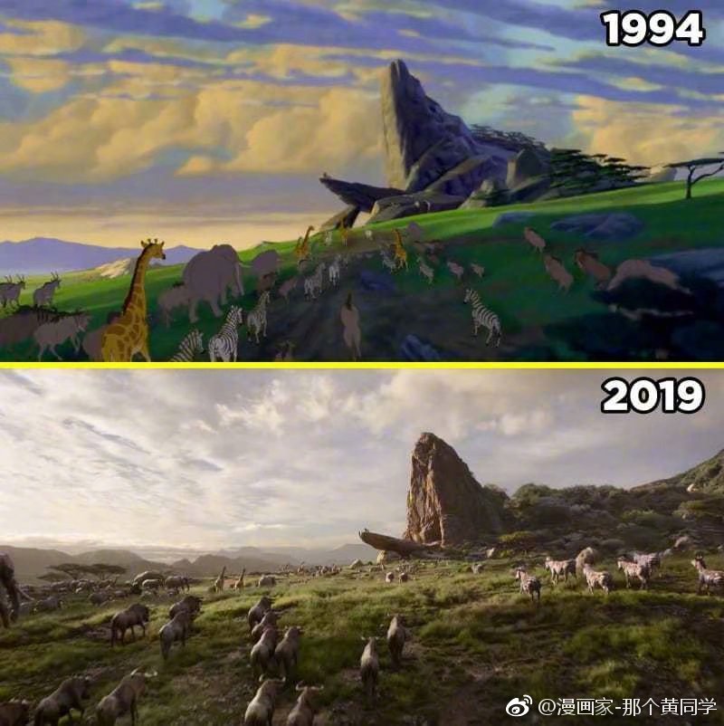 一波1994年动画版和2019年新版的《狮子王》对比，高还原度|动画版|狮子王|还原|巨制|良心_新浪新闻