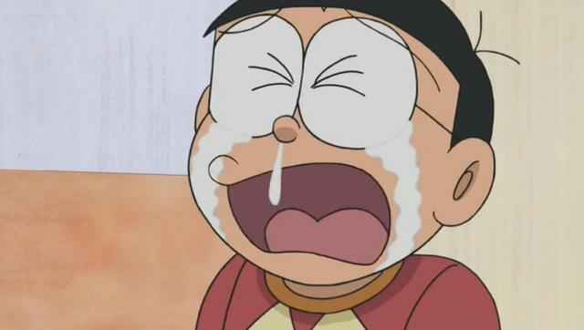 气球破了,纸飞机也坏了,只留下大雄一个人在那