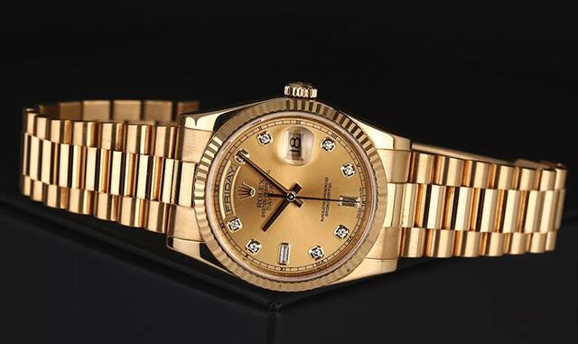 奢华的金劳 rolex劳力士星期日历型系列 18k黄金男表