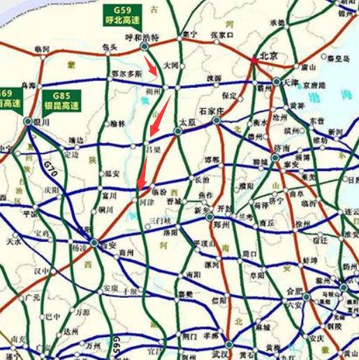 这就是呼北高速(呼和浩特-北海),编号g59,从山西北部的右玉县,途径