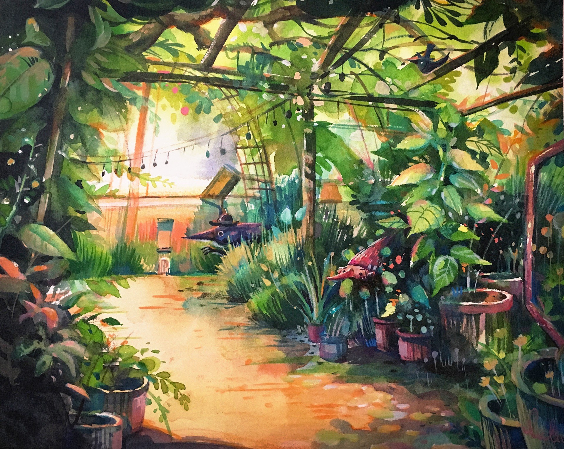 记忆中的童话森林花园儿童绘本读物插画bysalu